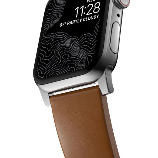Кожаный ремешок Nomad Modern Band Tan Leather / Silver Hardware для Apple Watch 49мм | 45мм | 44мм