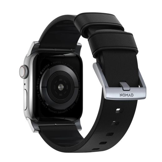 Кожаный ремешок Nomad Active Band Pro Leather Black / Silver Hardware для Apple Watch 49мм | 45мм | 44мм
