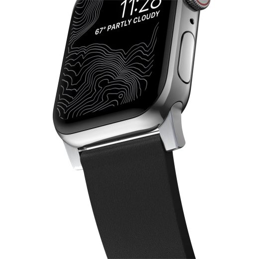 Шкіряний ремінець Nomad Active Band Pro Leather Black / Silver Hardware для Apple Watch 49мм | 45мм | 44мм