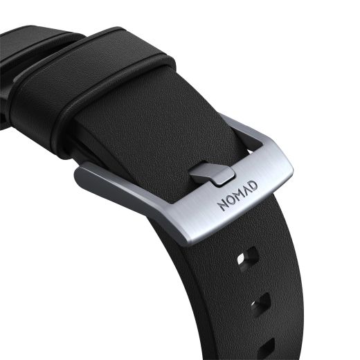 Шкіряний ремінець Nomad Active Band Pro Leather Black / Silver Hardware для Apple Watch 49мм | 45мм | 44мм