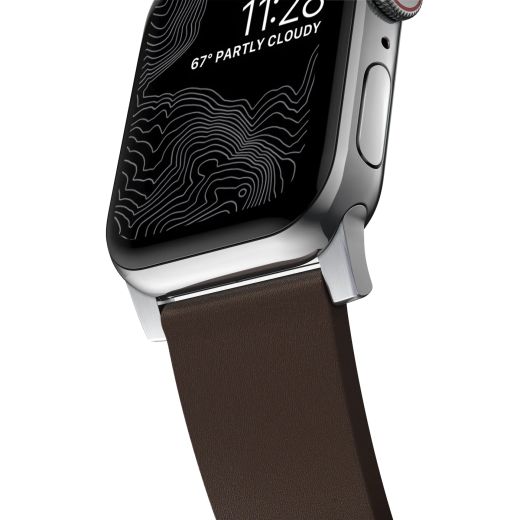 Шкіряний ремінець Nomad Active Band Pro Classic Brown Leather / Silver Hardware для Apple Watch 49мм | 45мм | 44мм