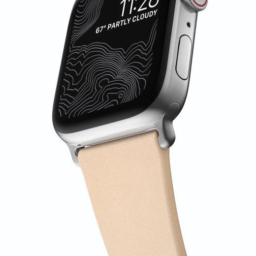 Шкіряний ремінець Nomad Modern Slim Band Natural Leather / Silver Hardware для Apple Watch 41mm | 40mm