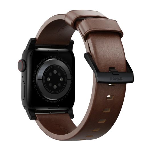 Кожаный ремешок Nomad Modern Band Horween Leather Rustic Brown / Black Hardware для Apple Watch 49мм | 45мм | 44мм
