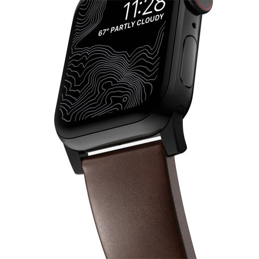 Кожаный ремешок Nomad Modern Band Horween Leather Rustic Brown / Black Hardware для Apple Watch 49мм | 46мм | 45мм | 44мм