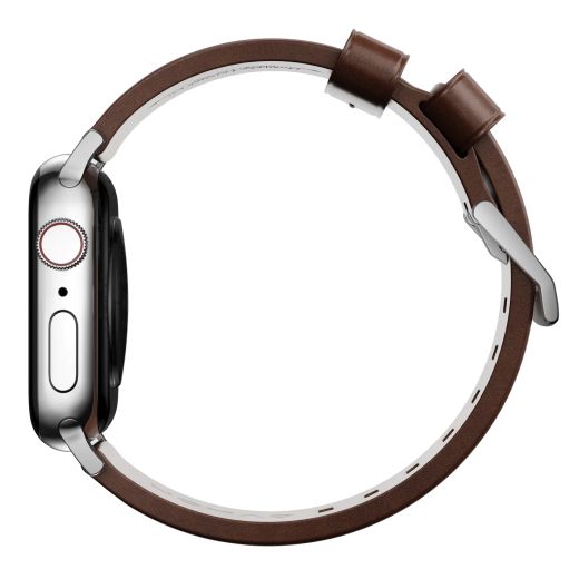 Кожаный ремешок Nomad Modern Band Horween Leather Rustic Brown / Silver Hardware для Apple Watch 49мм | 45мм | 44мм