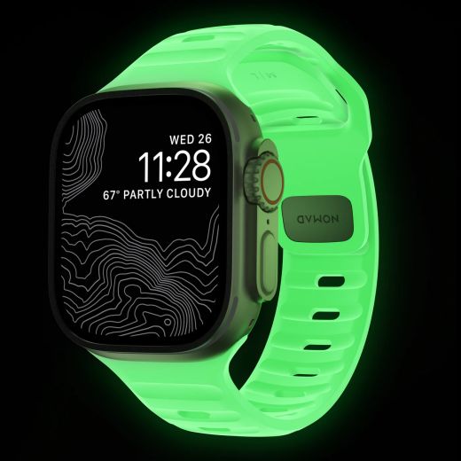Светящийся силиконовый ремешок Nomad Sport Band Glow 2.0 для Apple Watch 49мм | 45мм | 44мм (Limited Edition)