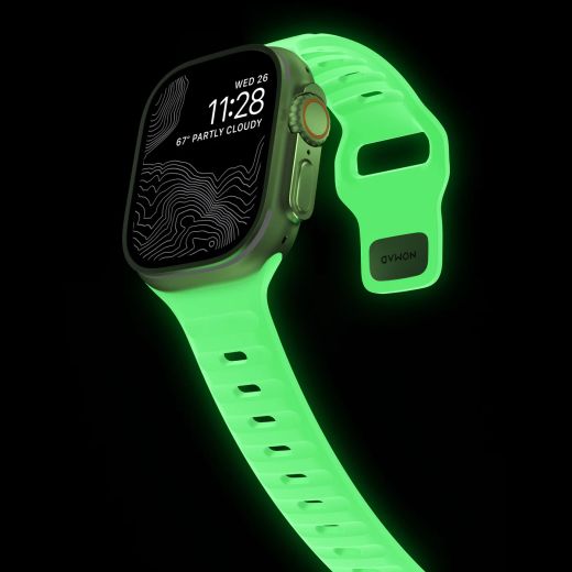 Светящийся силиконовый ремешок Nomad Sport Band Glow 2.0 для Apple Watch 49мм | 45мм | 44мм (Limited Edition)
