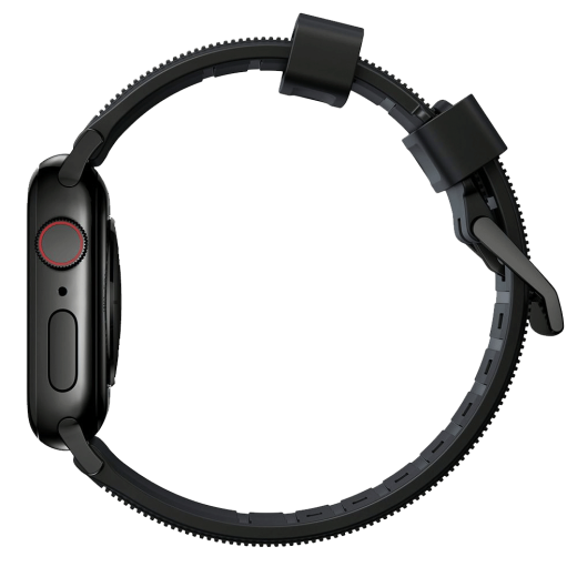 Силиконовый ремешок Nomad Rugged Band Black Rubber / Silver Hardware для Apple Watch 49мм | 45мм | 44мм