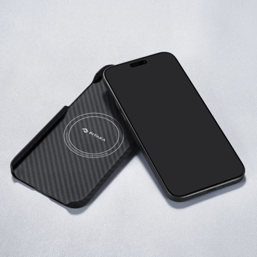 Карбоновый чехол Pitaka MagEZ Case 4 Twill 1500D  Black/Grey для iPhone 15 (KI1501)