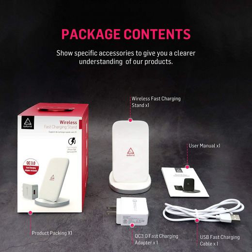 Бездротова зарядка Adonit Wireless Fast Charging Stand White (3130-17-08-C)