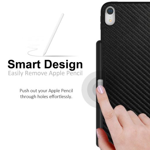 Чехол Khomo Dual Case Cover with Pencil Holder Carbon Fiber для Apple iPad Pro 12.9’ (2018)