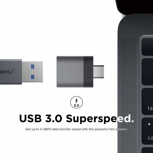 Адаптер Elago Mini Aluminum USB-C to USB-A Adapter Dark Grey (2 Set) (EADP-ALUSBC-DG-2P)