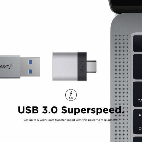 Адаптер Elago Mini Aluminum USB-C to USB-A Adapter Silver (2 Set) (EADP-ALUSBC-SL-2P)