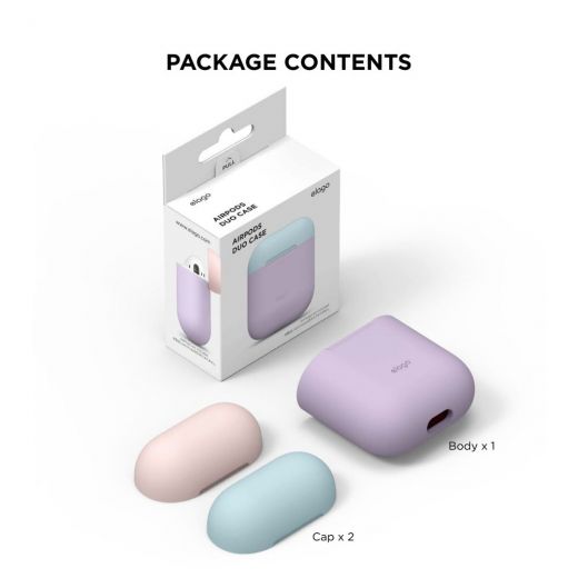 Чехол Elago Silicone Duo Case Lavender/Pastel Blue/Lovely Pink (EAPDO-LV-PBLPK) для Airpods