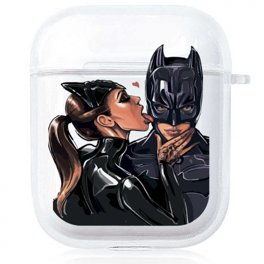 Прозрачный силиконовый чехол Hustle Case Batman Love Clear для AirPods 1 | 2