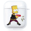 Прозрачный силиконовый чехол Hustle Case Simpsons Bart Gun Clear для AirPods 1 | 2