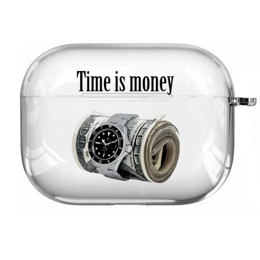 Прозрачный силиконовый чехол Hustle Case Time is Money Clear для AirPods Pro