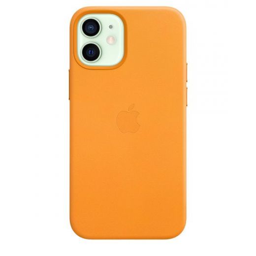 Оригинальный чехол Apple Leather Case with MagSafe California Poppy для iPhone 12 mini (MHK63)