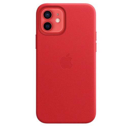 Оригинальный чехол Apple Leather Case with MagSafe (PRODUCT) Red для iPhone 12 | 12 Pro (MHKD3)
