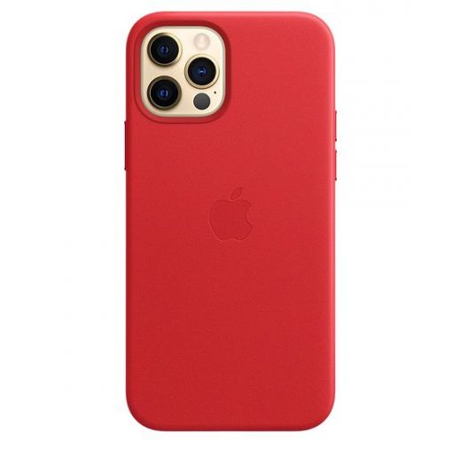 Оригинальный чехол Apple Leather Case with MagSafe (PRODUCT) Red для iPhone 12 | 12 Pro (MHKD3)