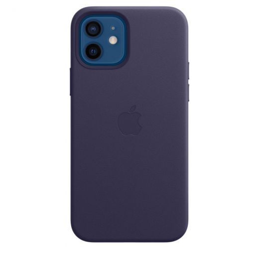 Оригинальный чехол Apple Leather Case with MagSafe Deep Violet для iPhone 12 | 12 Pro (MJYR3)