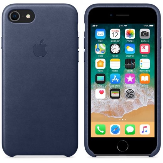 Чохол Apple Leather Case Midnight Blue (MQH82) для iPhone 8/7