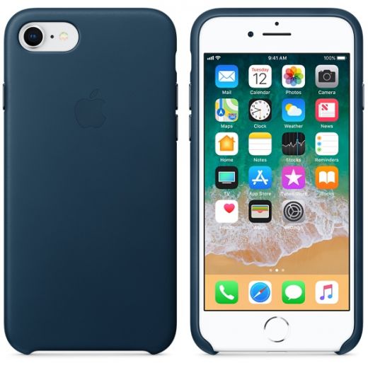 Чехол Apple Leather Case Cosmos Blue (MQHF2) для iPhone 8/7