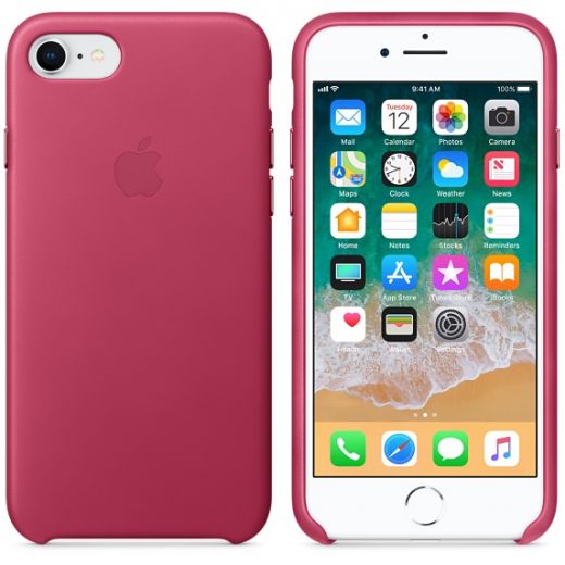 Чехол Apple Leather Case Pink Fuchsia (MQHG2) для iPhone 8/7
