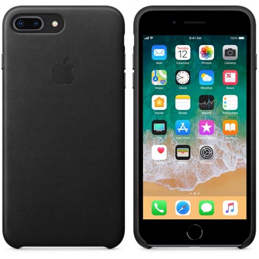 Чехол Apple Leather Case Black (MQHM2) для iPhone 8 Plus / 7 Plus