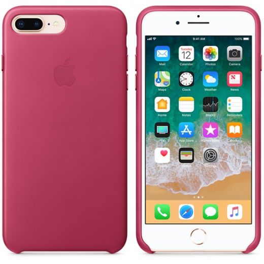 Чехол Apple Leather Case Pink Fuchsia (MQHT2) для iPhone 8 Plus / 7 Plus