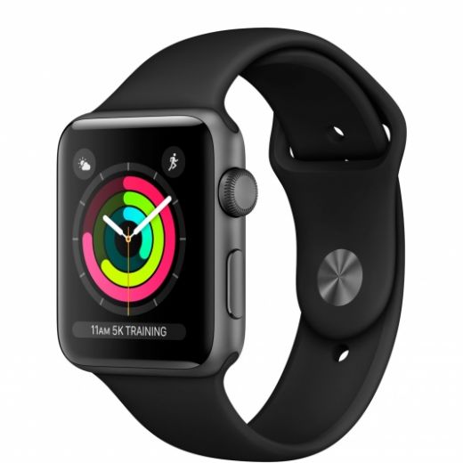 Apple Watch Series 3 38mm Space Gray Aluminum with Black Sport Band (MTF02)