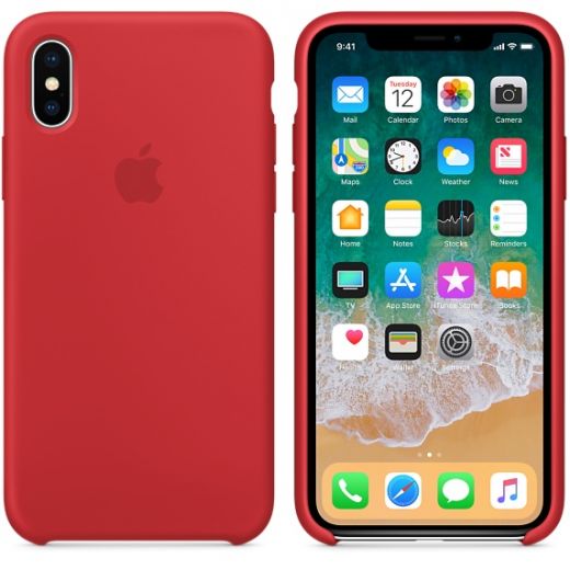 Чехол Apple Silicone Case (PRODUCT) Red (MQT52) для iPhone X