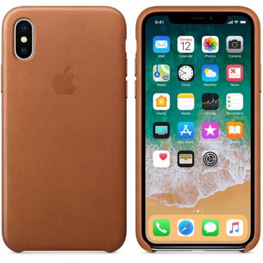 Чехол Apple Leather Case Saddle Brown (MQTA2) для iPhone X