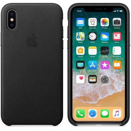 Чехол Apple Leather Case Black (MQTD2) для iPhone X