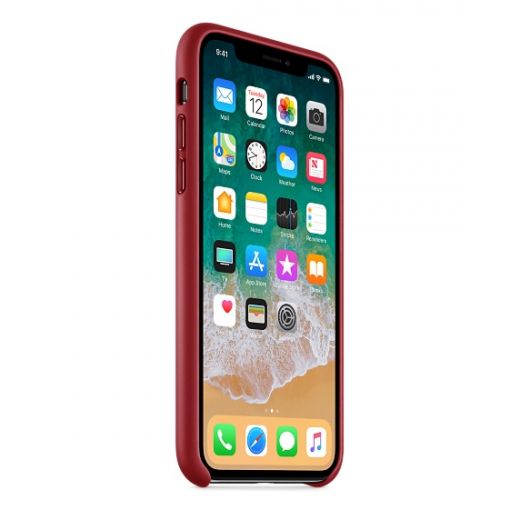 Чехол Apple Leather Case (PRODUCT) Red (MQTE2) для iPhone X