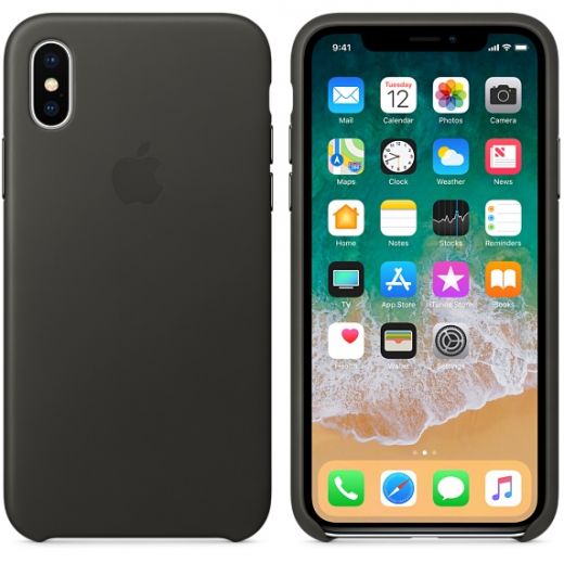 Чехол Apple Leather Case Charcoal Gray (MQTF2) для iPhone X