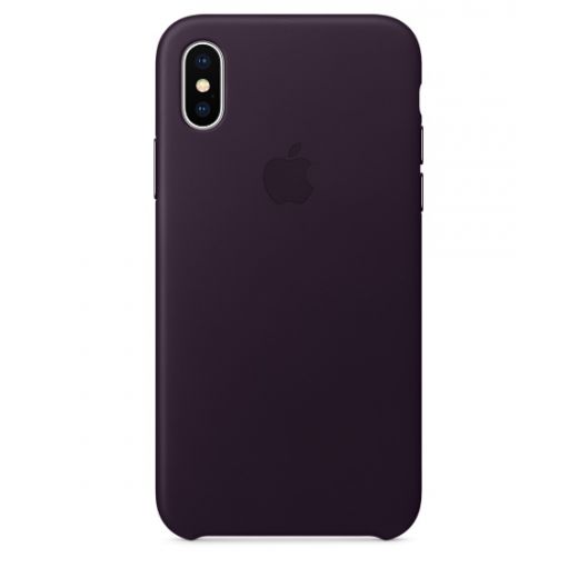 Чехол Apple Leather Case Dark Aubergine (MQTG2) для iPhone X