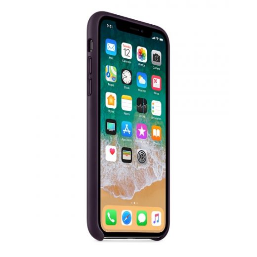 Чохол Apple Leather Case Dark Aubergine (MQTG2) для iPhone X