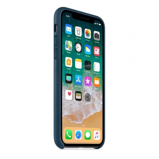 Чехол Apple Leather Case Cosmos Blue (MQTH2) для iPhone X