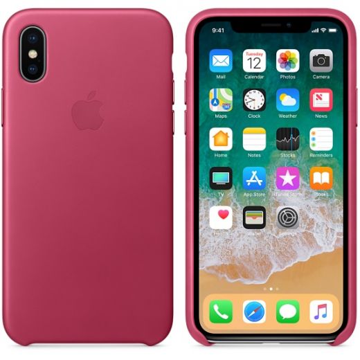 Чохол Apple Leather Case Pink Fuchsia (MQTJ2) для iPhone X