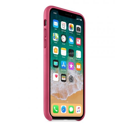Чехол Apple Leather Case Pink Fuchsia (MQTJ2) для iPhone X