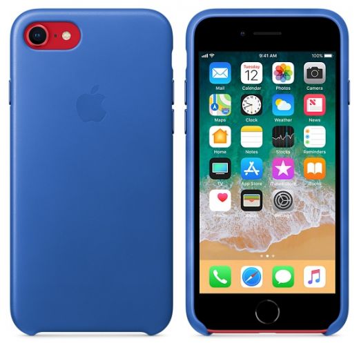 Чехол Apple Leather Case Electric Blue (MRG52) для iPhone 8/7