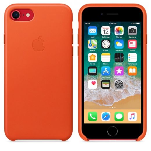 Чехол Apple Leather Case Bright Orange (MRG82) для iPhone 8/7