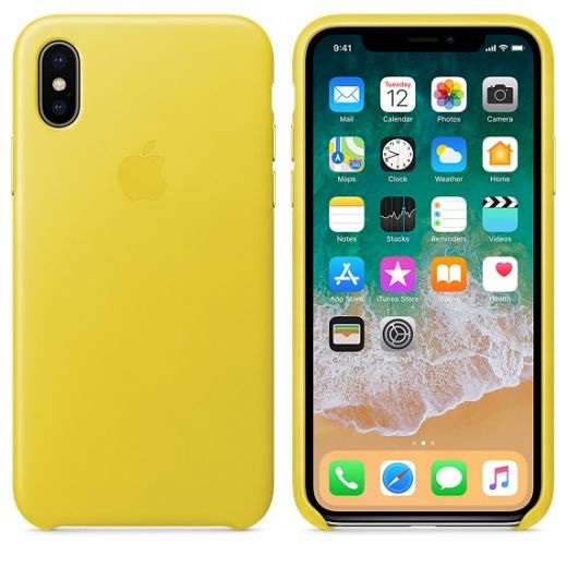 Чехол Apple Leather Case Spring Yellow (MRGJ2) для iPhone X