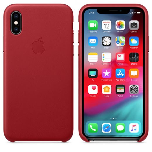 Чехол Apple Leather Case (PRODUCT) Red (MRWK2) для iPhone XS