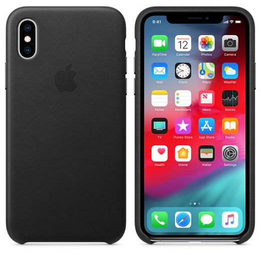 Чехол Apple Leather Case Black (MRWM2) для iPhone XS