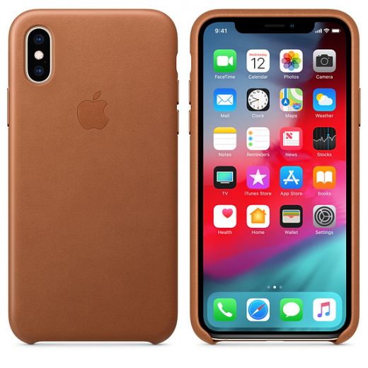 Чехол Apple Leather Case Saddle Brown (MRWP2) для iPhone XS