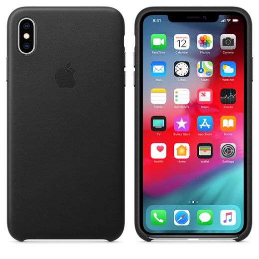 Чехол Apple Leather Case Black (MRWT2) для iPhone XS Max