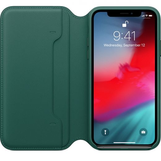 Чехол Apple Leather Folio Forest Green (MRWY2) для iPhone XS