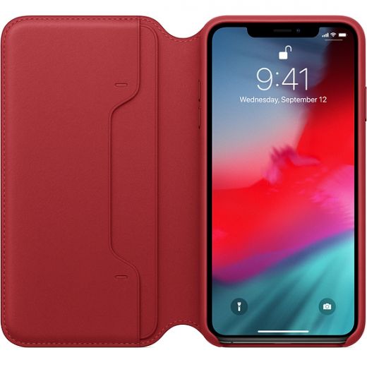 Чехол Apple Leather Folio (PRODUCT) Red (MRX32) для iPhone XS Max